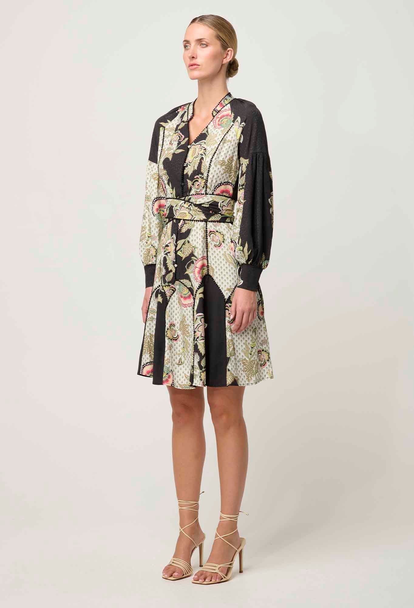 Emersyn Linen Viscose Dress in Mariposa Nero