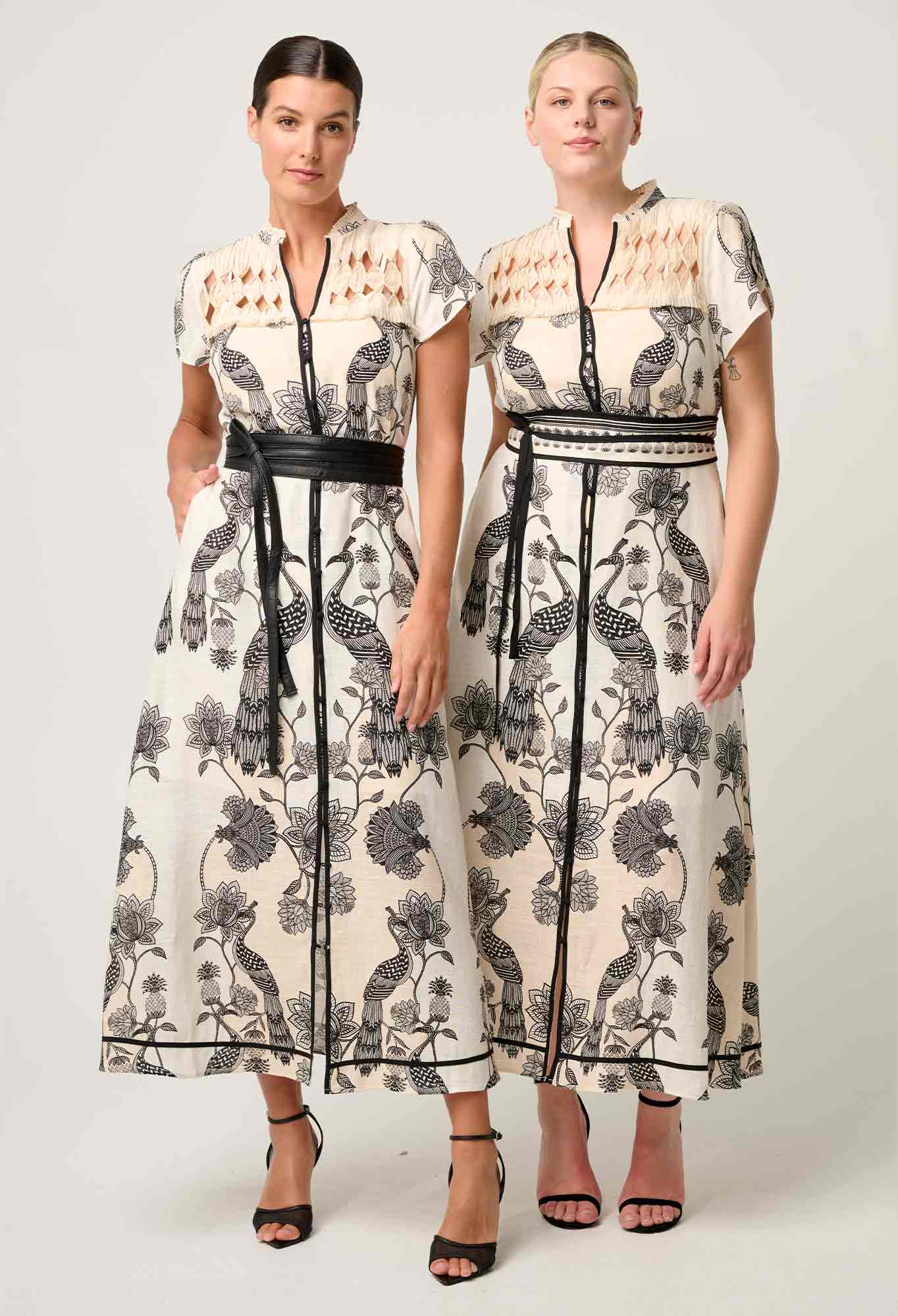 Xanthia Diamond Smock Yoke Linen Viscose Dress