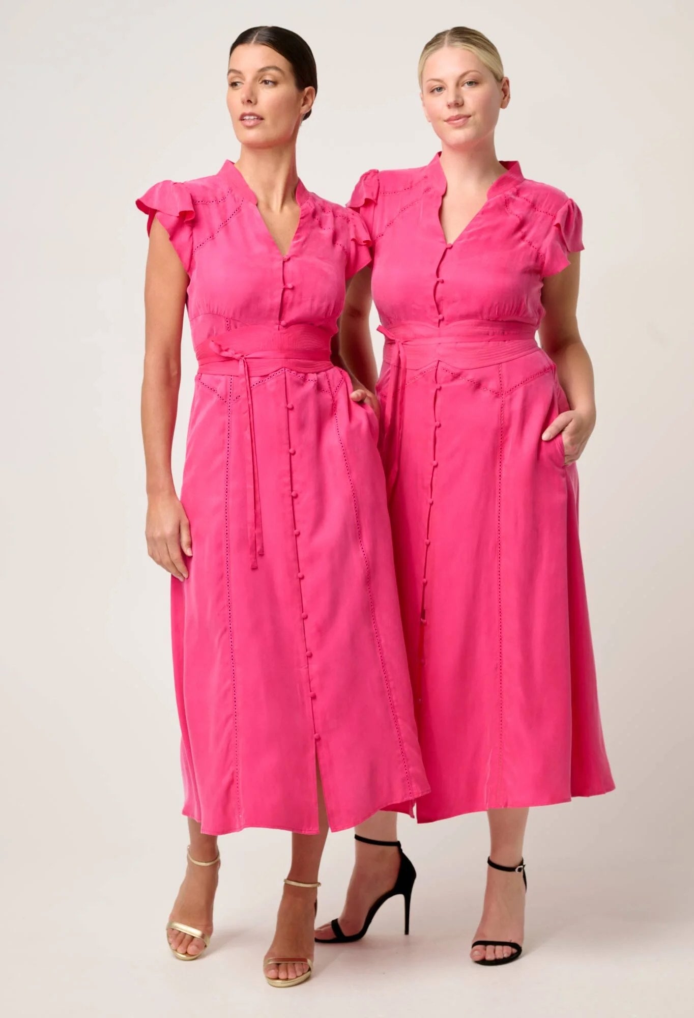 Athena Cupro Viscose Flutter Sleeve Dress