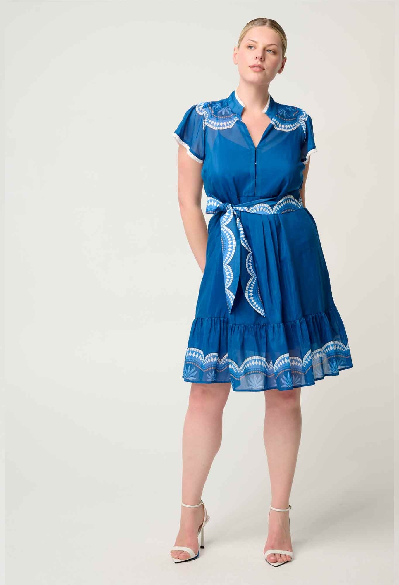 Lilia Cotton Silk Dress In Topaz