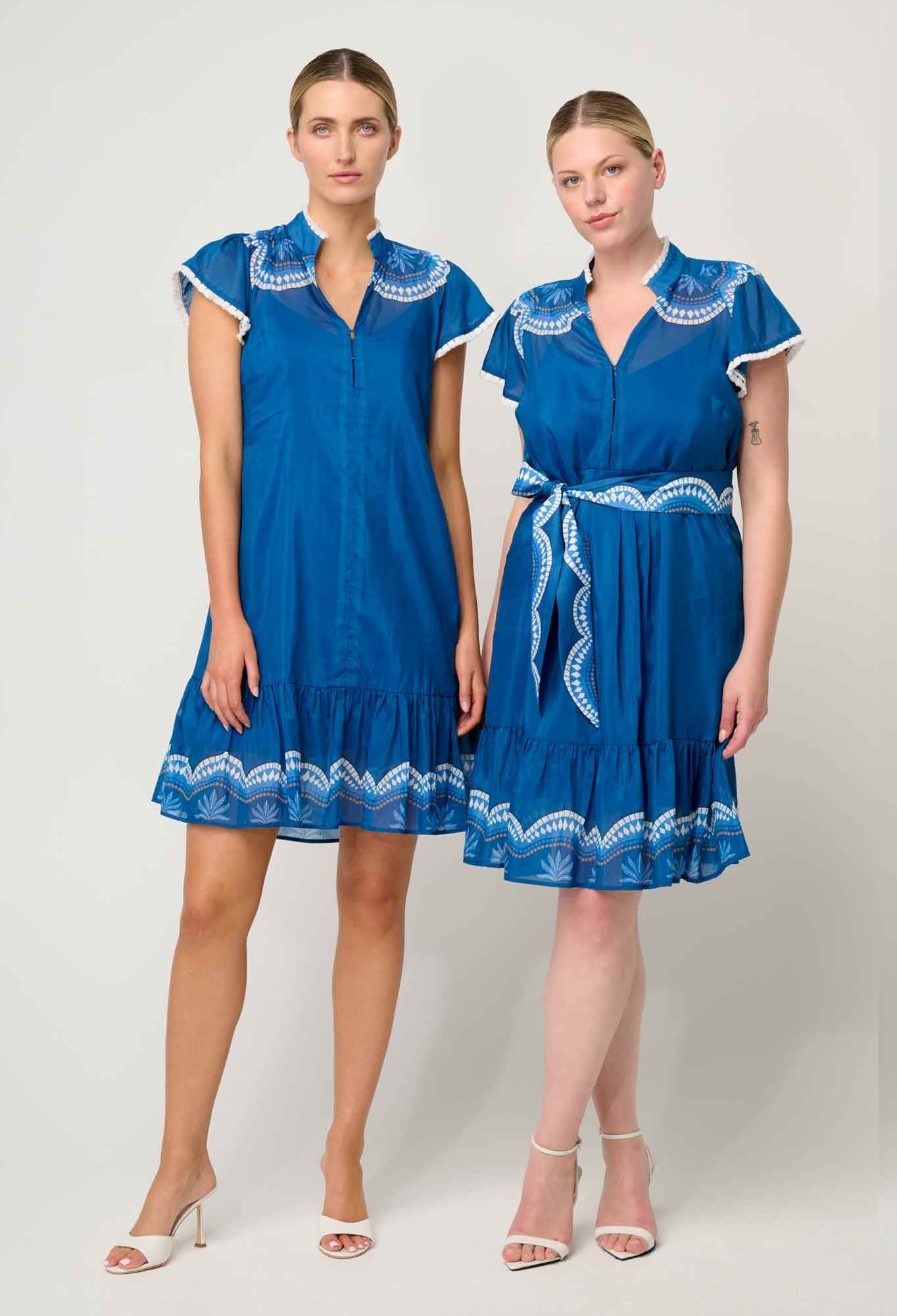 Lilia Cotton Silk Dress In Topaz