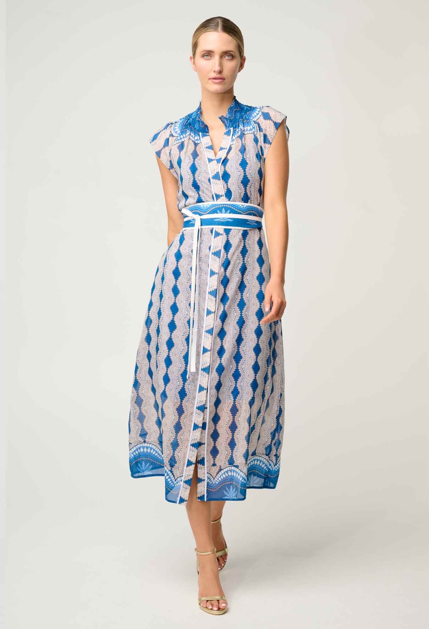 Rimal Cotton Silk Maxi Dress In Marrakech Topaz