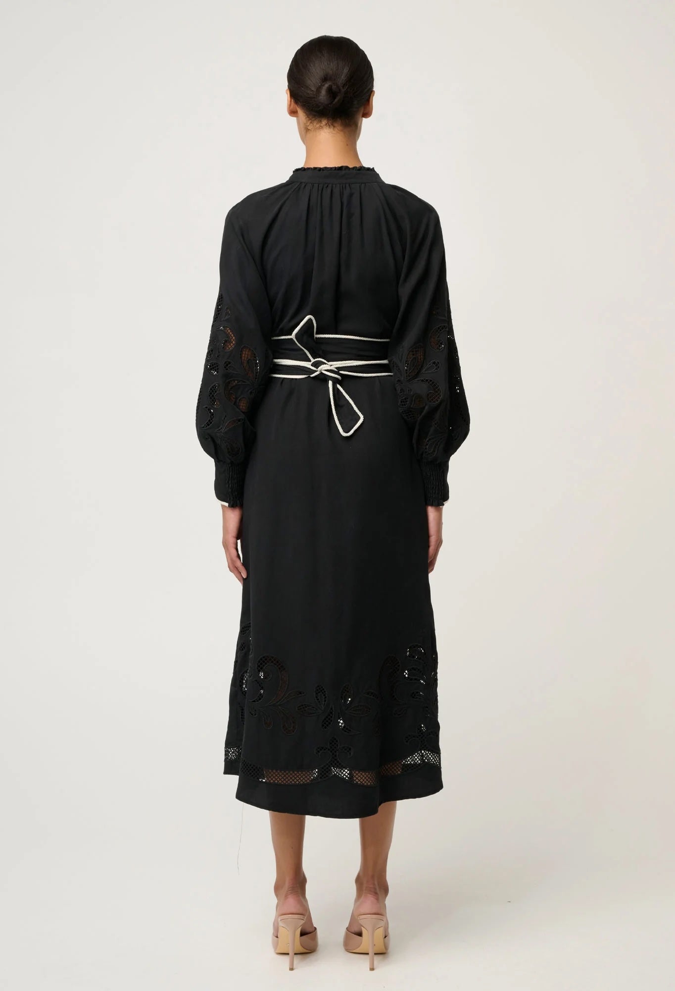 Rhea Embroidered Tencel Maxi Dress In Black