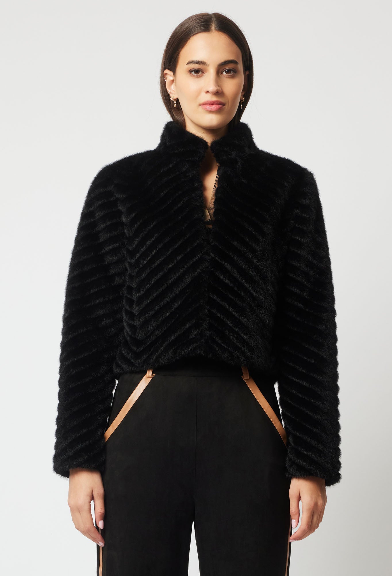 Once Was Altair Faux Fur Jacket in Black