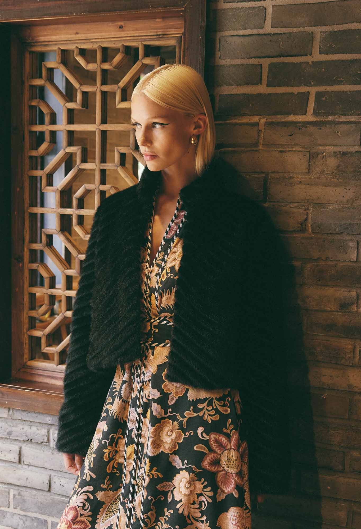 Once Was Altair Faux Fur Jacket in Black