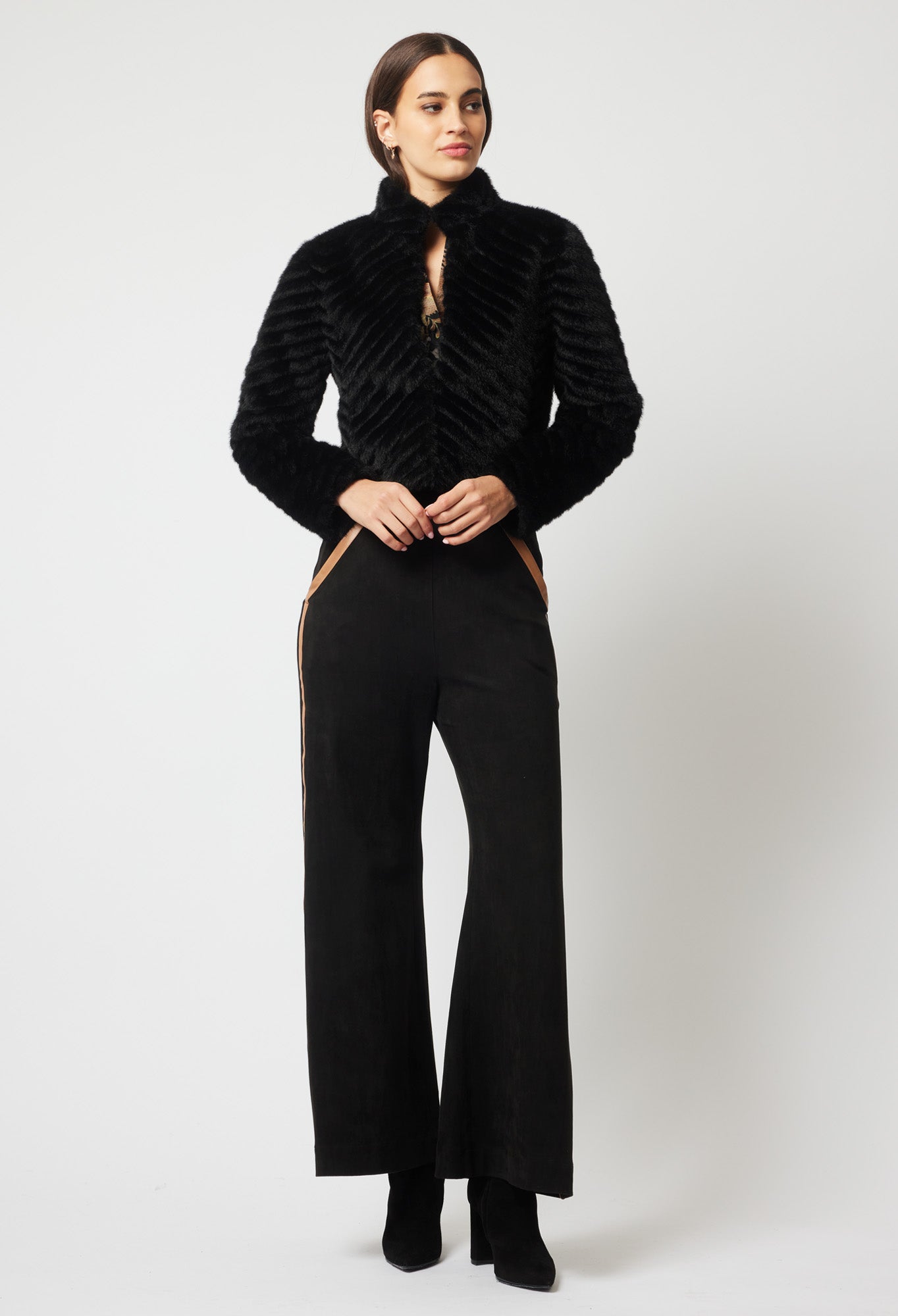 Once Was Altair Faux Fur Jacket in Black