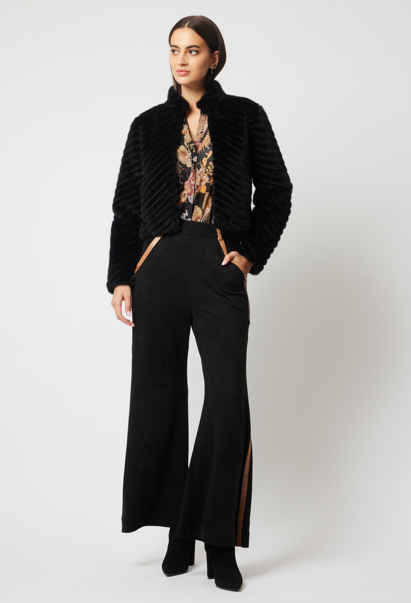 Once Was Altair Faux Fur Jacket in Black