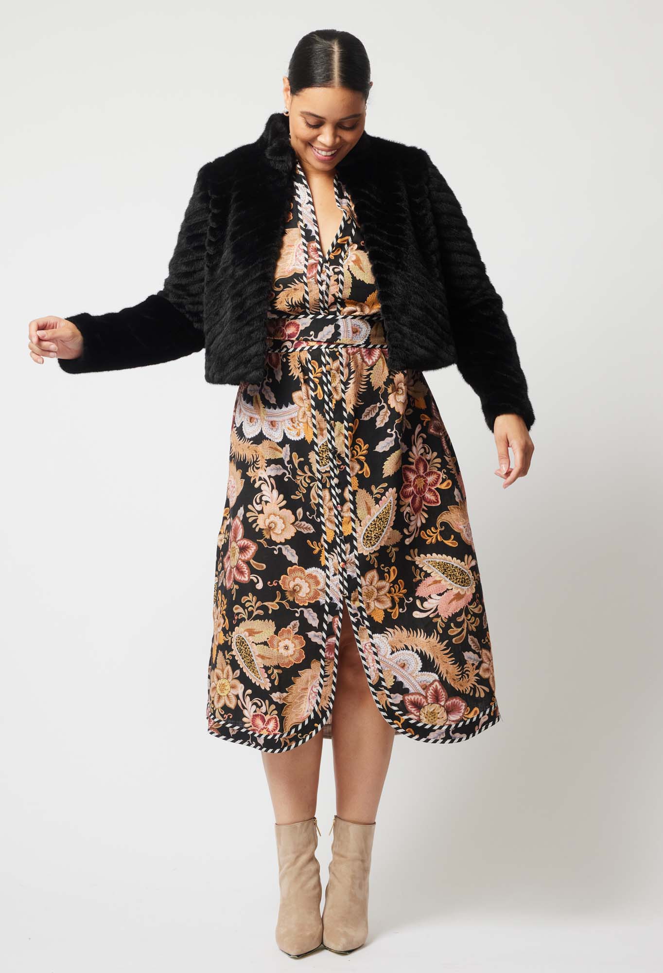 Once Was Altair Faux Fur Jacket in Black