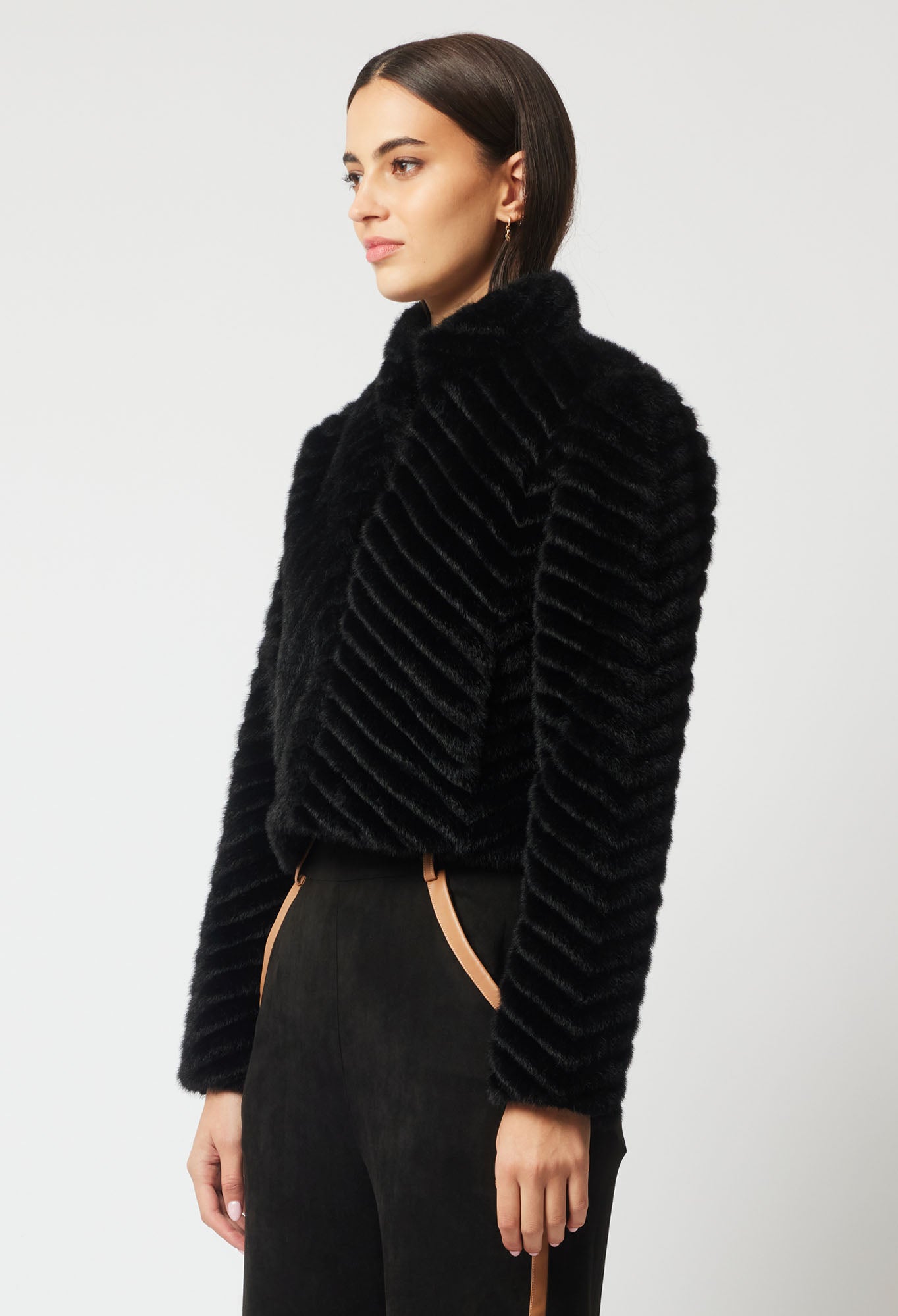 Once Was Altair Faux Fur Jacket in Black