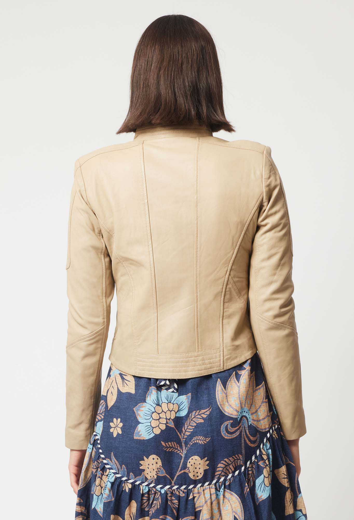 Once Was Lyra Leather Jacket in Oatmeal