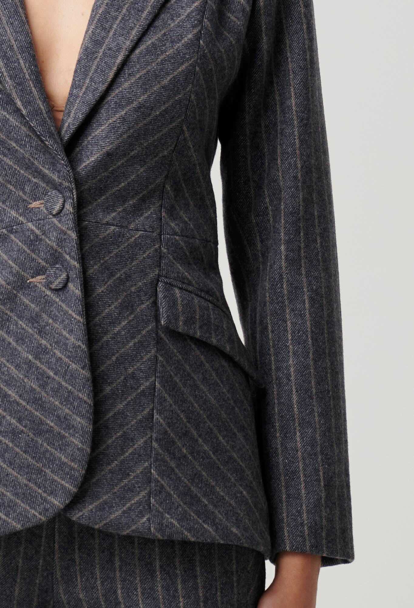 Oaklyn Chevron Stripe Panelled Blazer