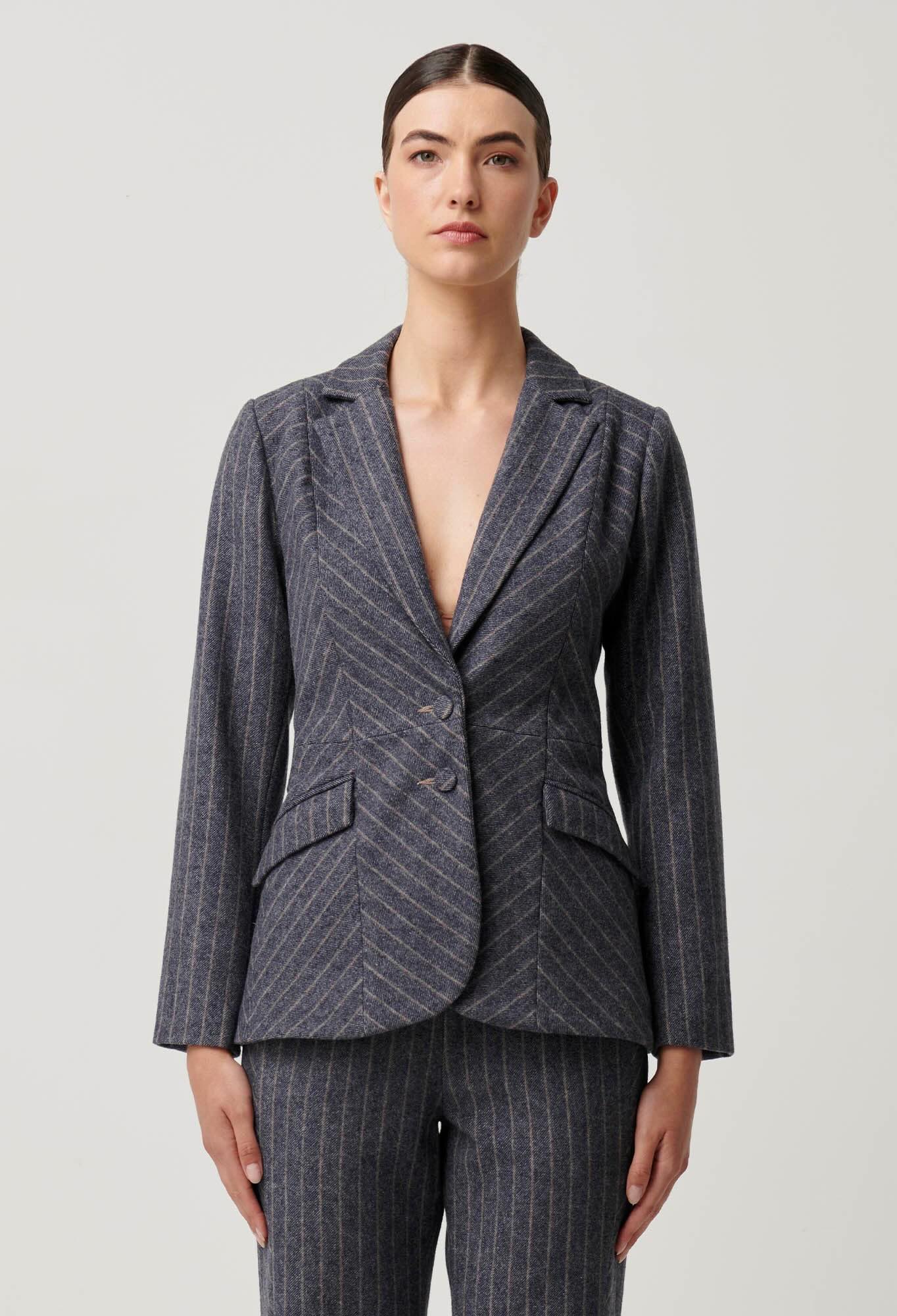 Oaklyn Chevron Stripe Panelled Blazer