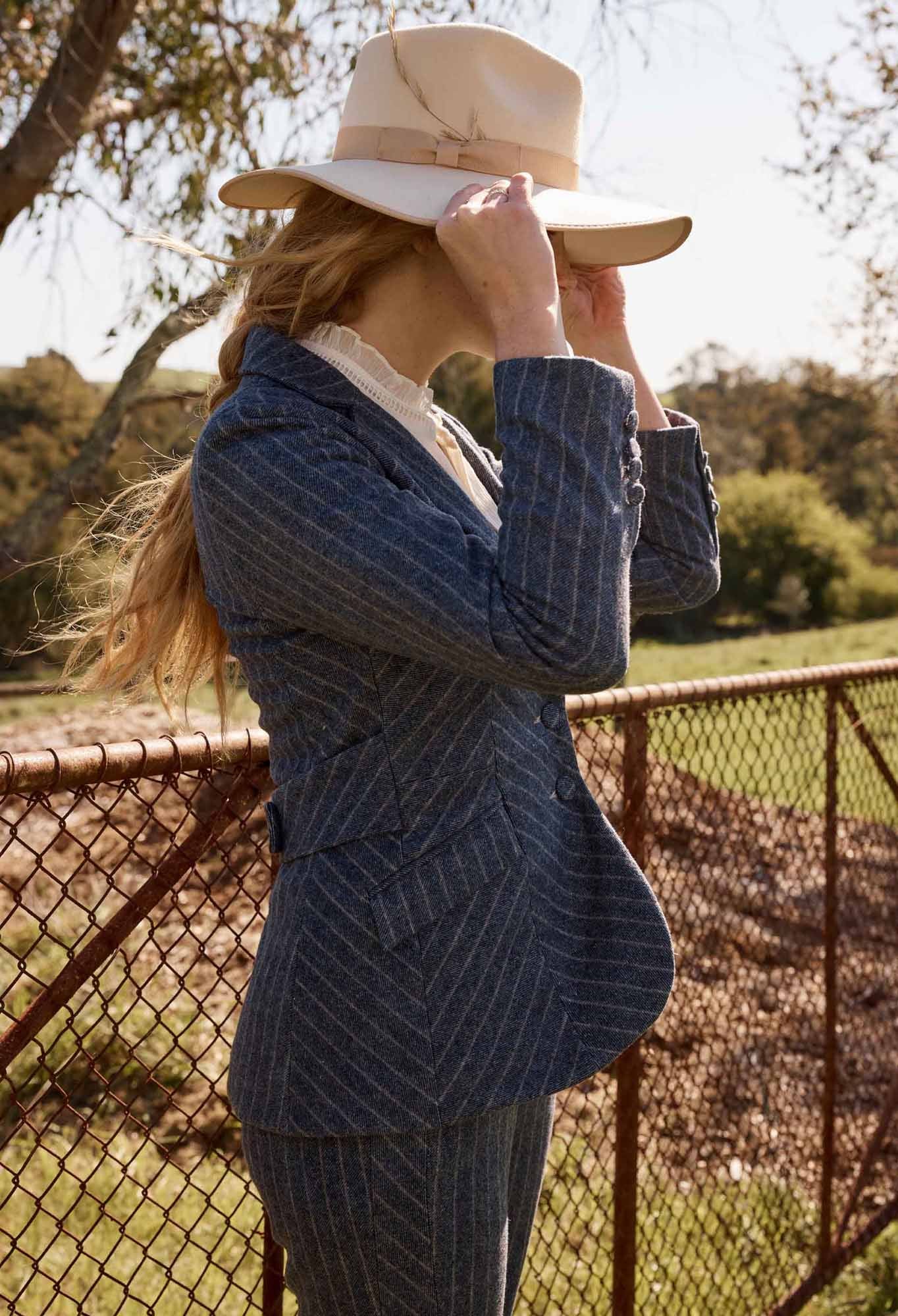 Oaklyn Chevron Stripe Panelled Blazer