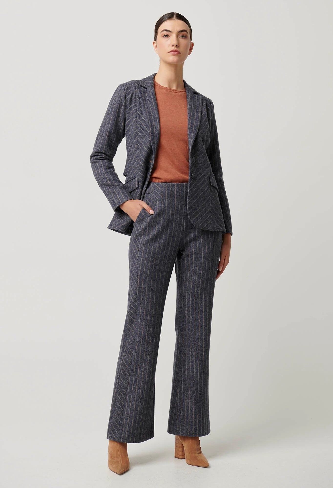 Oaklyn Chevron Stripe Panelled Blazer