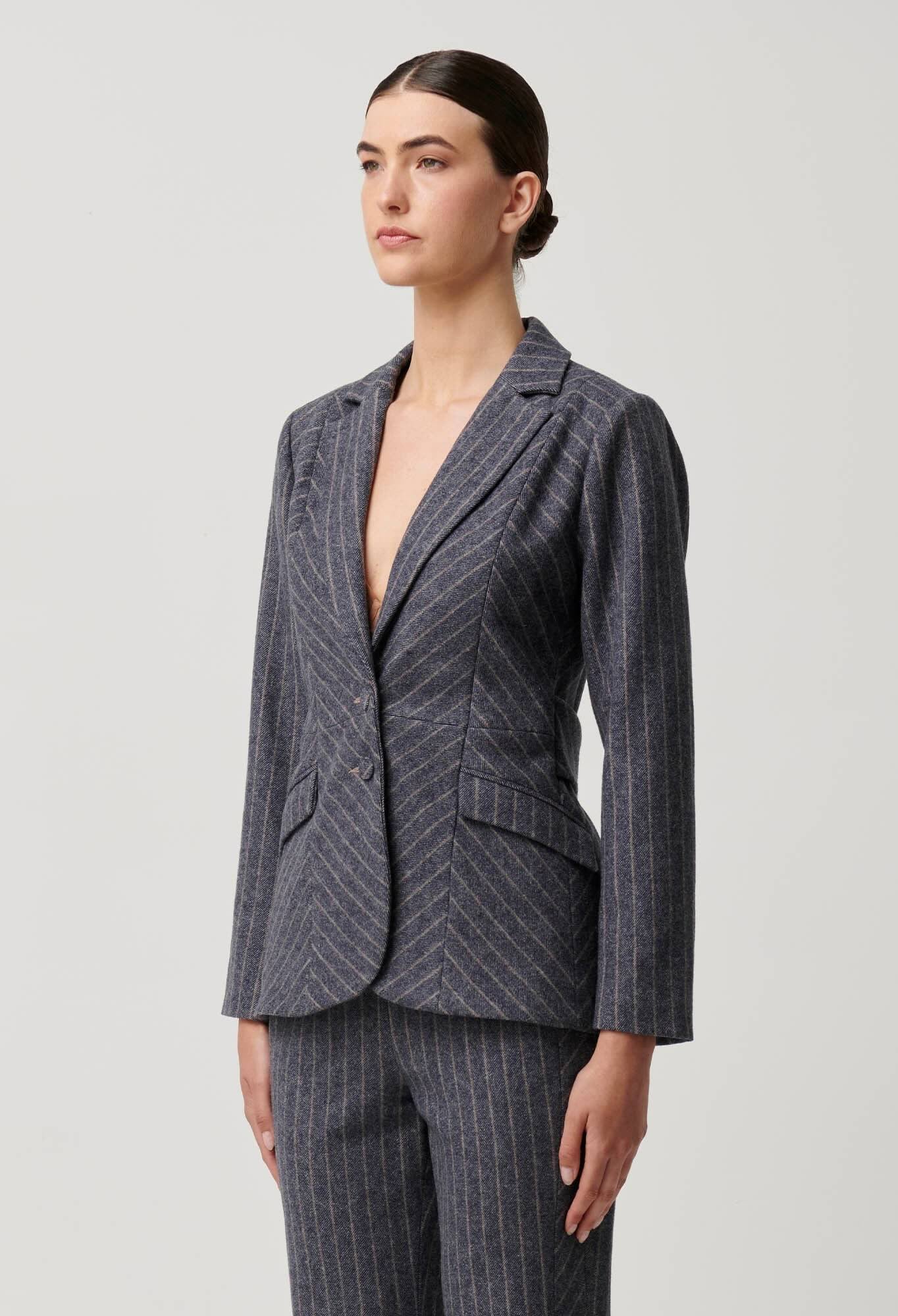 Oaklyn Chevron Stripe Panelled Blazer