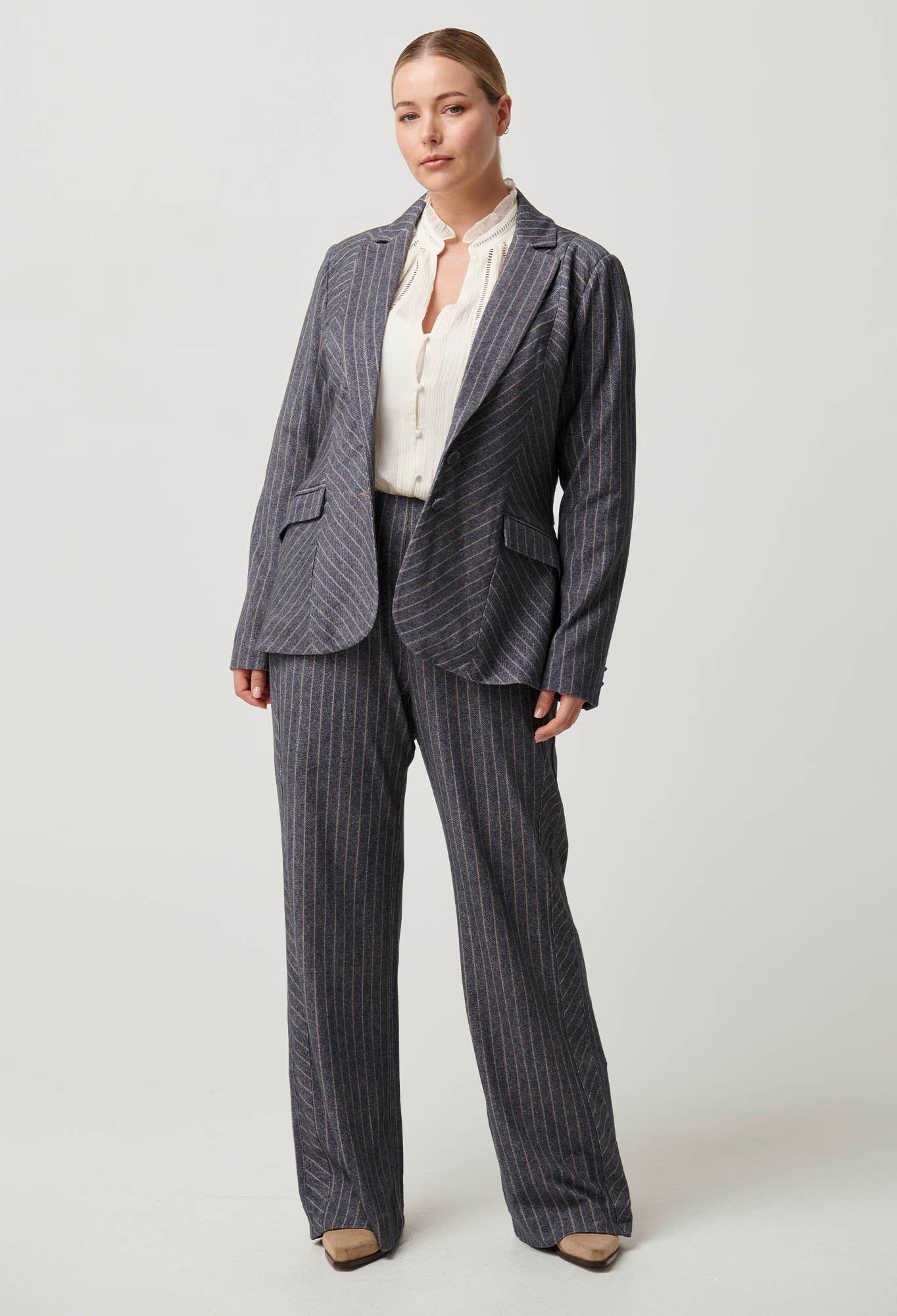 Oaklyn Chevron Stripe Panelled Blazer