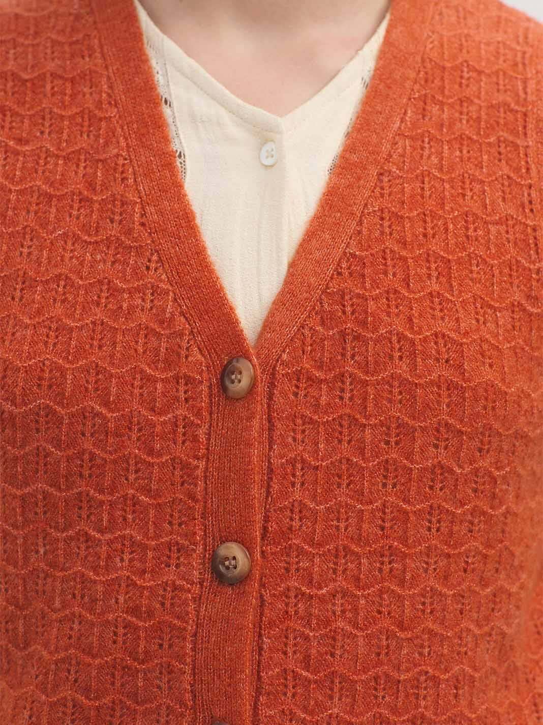 Openwork Cashmere Vest - Dark Orange