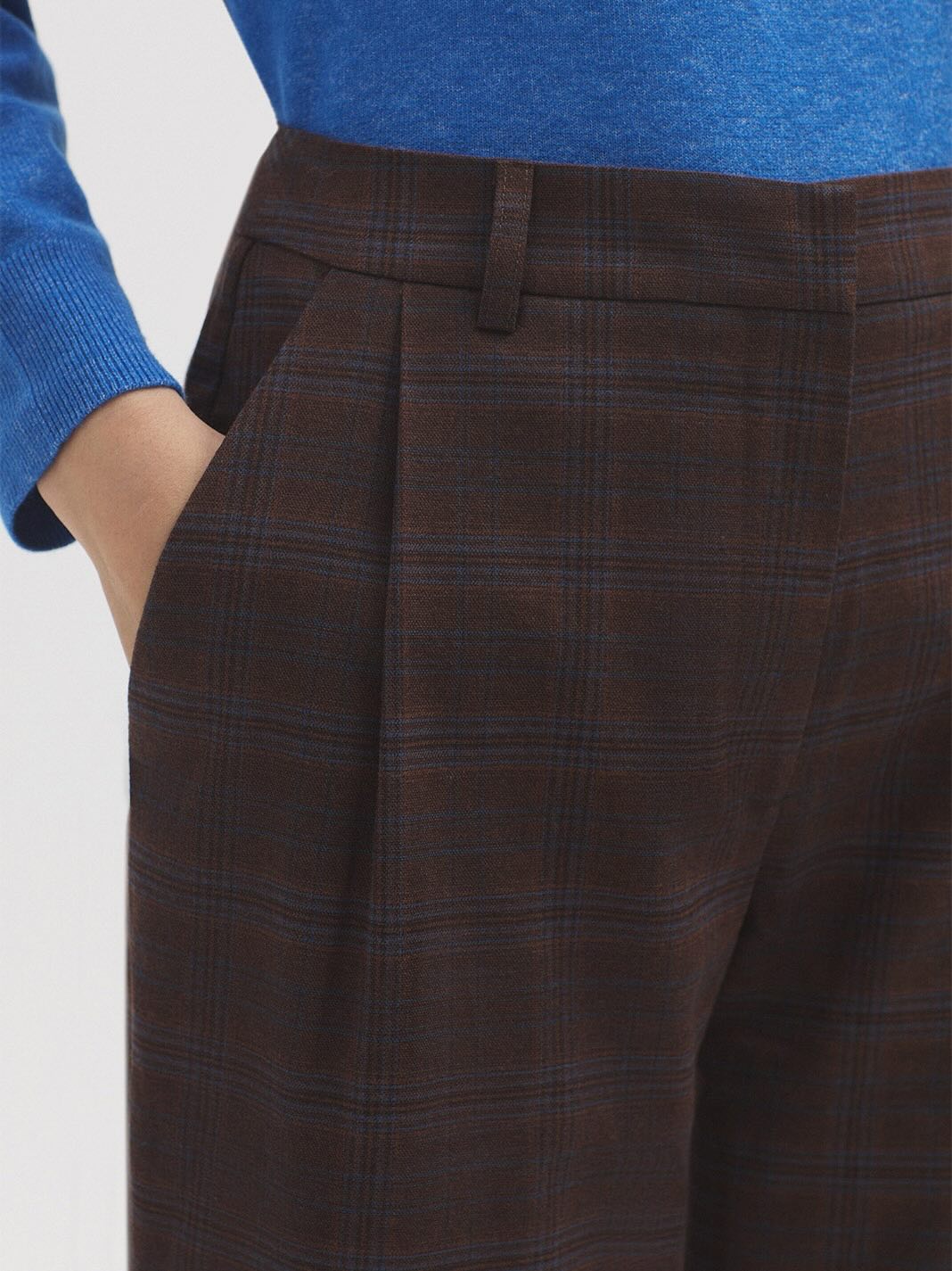 Checked Darted Trousers