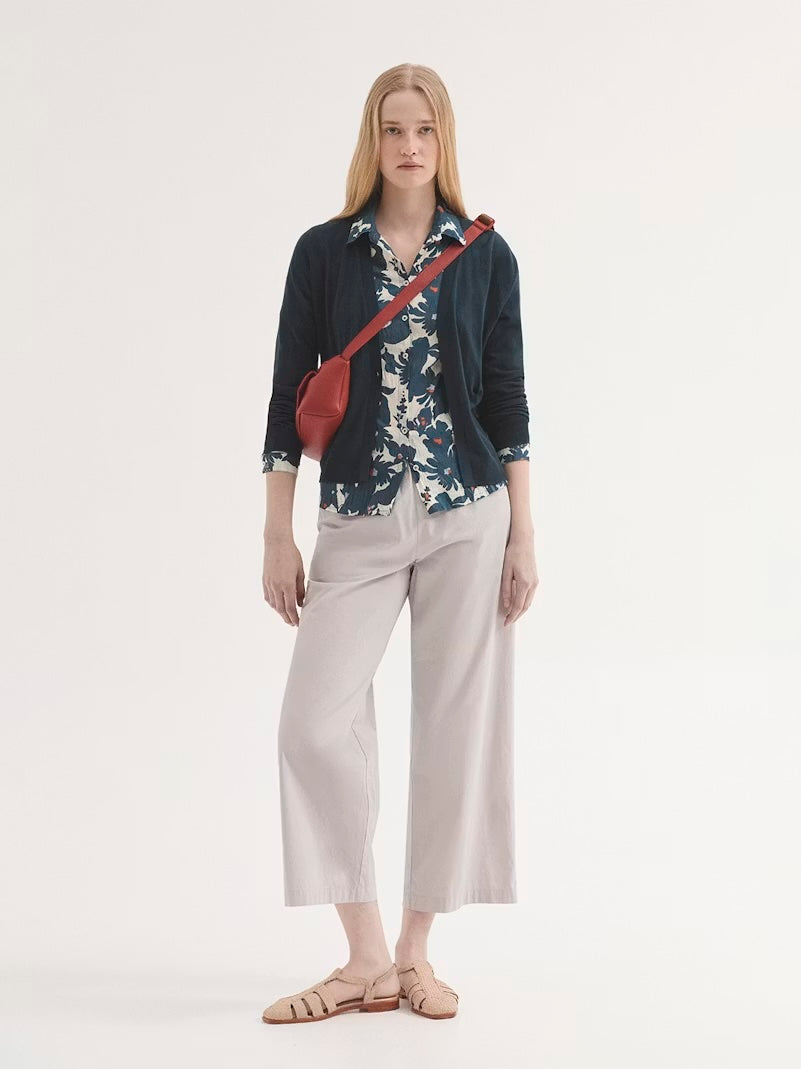 Relaxed Cardigan with V-Neck in Intense Blue