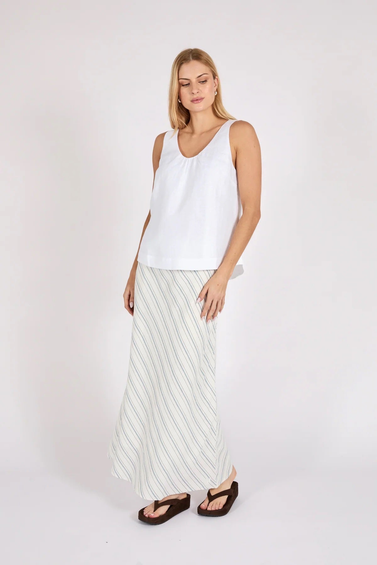 Riptide Linen Tank - White
