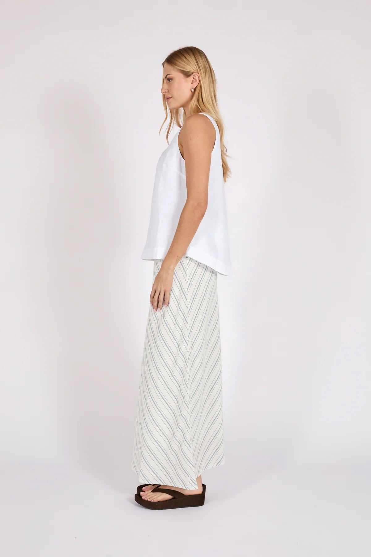 Riptide Linen Tank - White