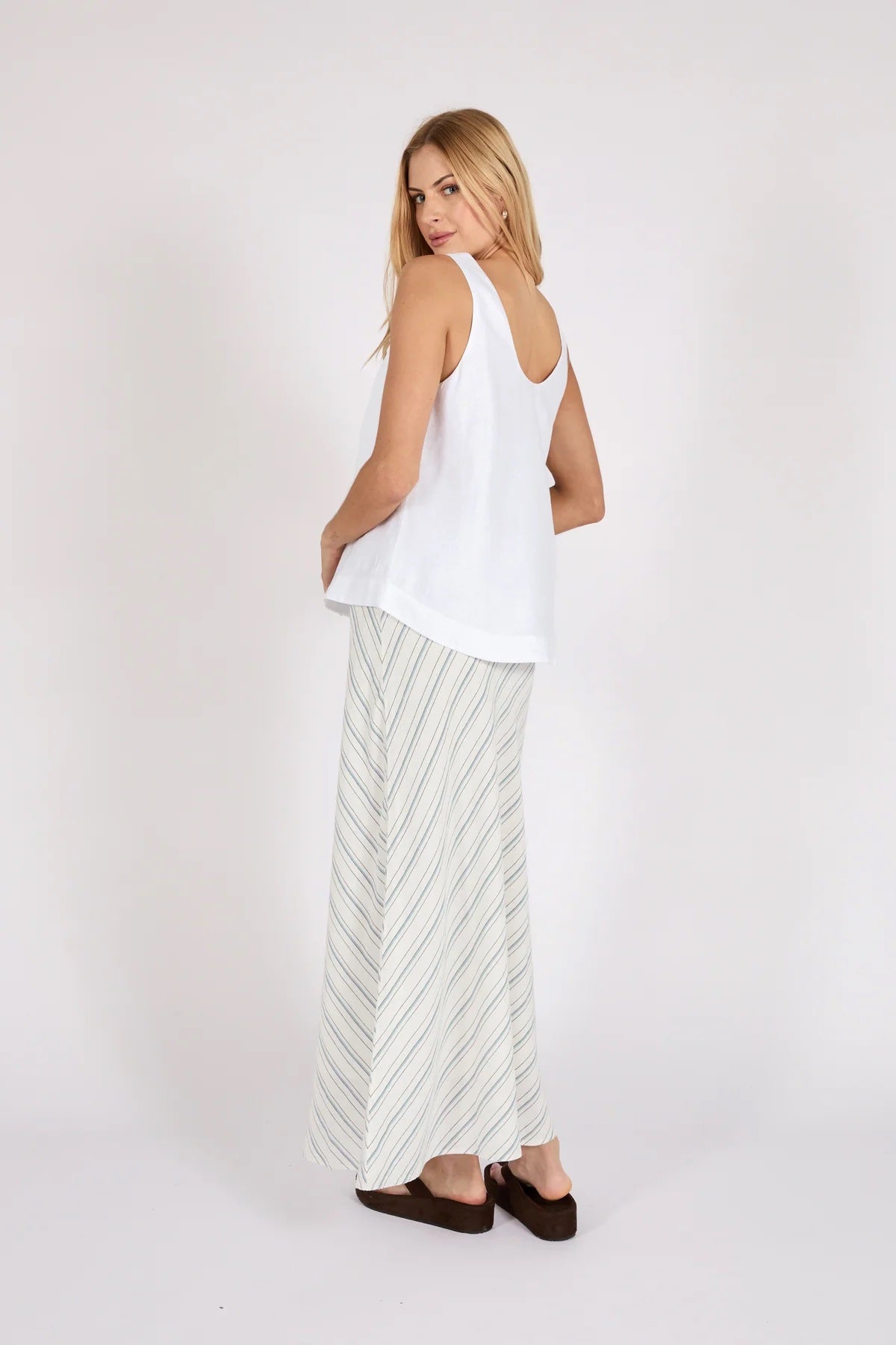 Riptide Linen Tank - White