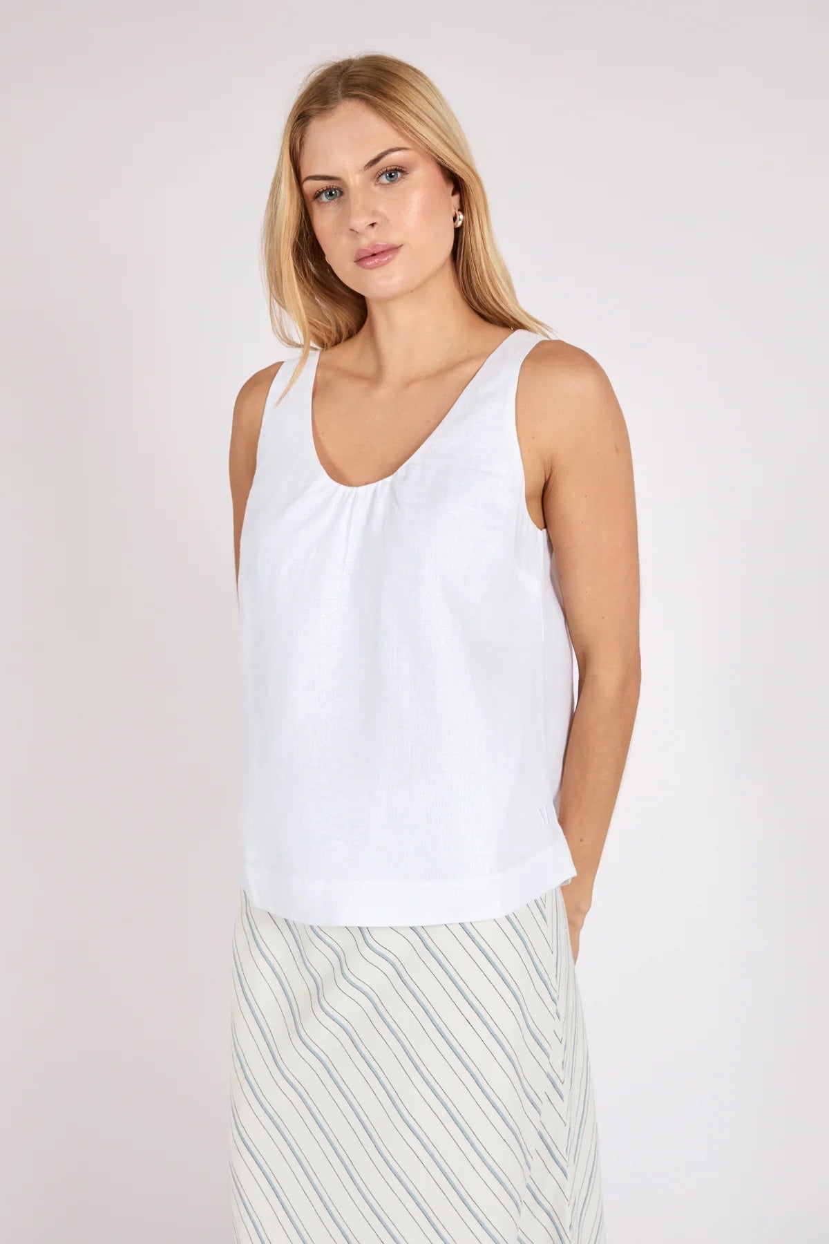 Riptide Linen Tank - White