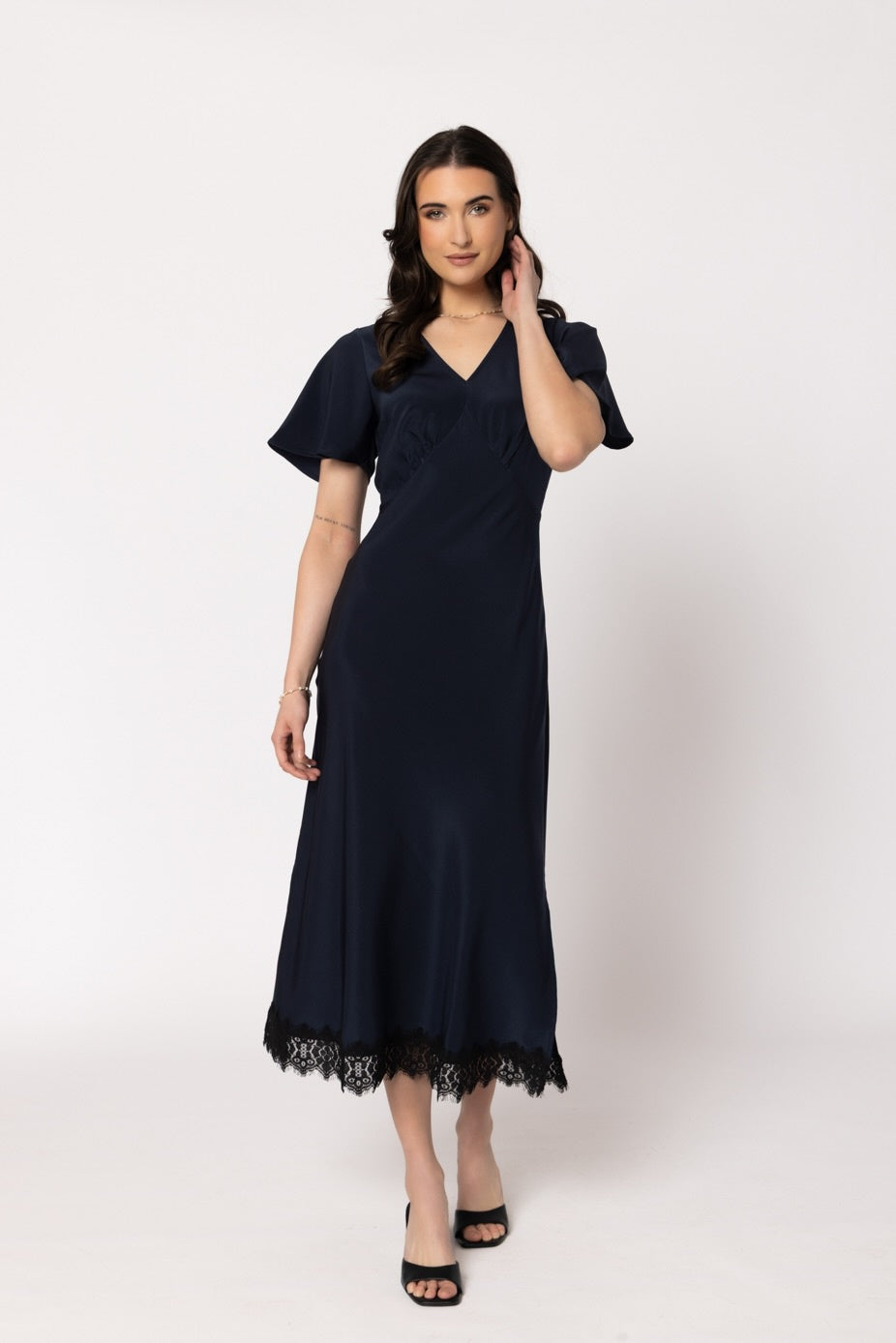 Applause Dress - Navy Satin