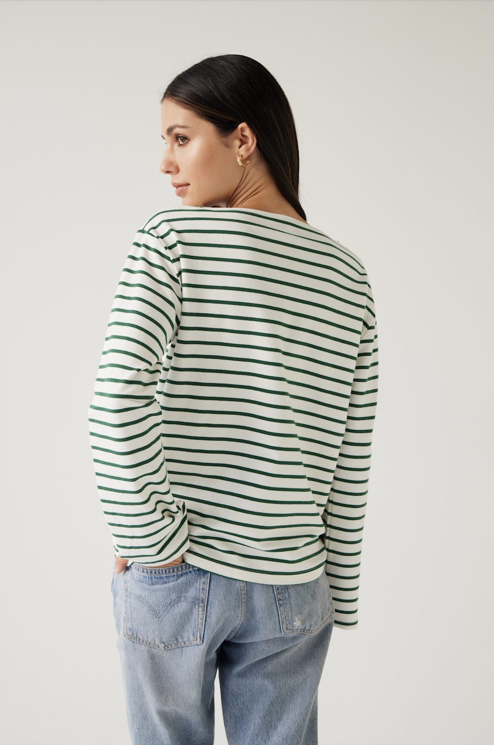 Satellite Tee-Green Stripe