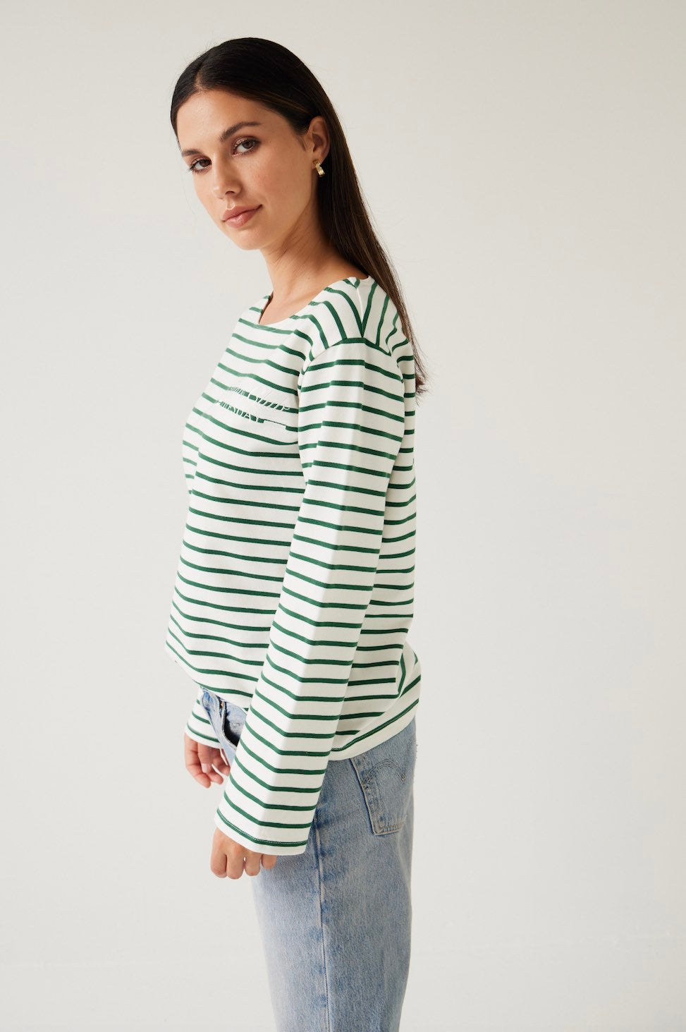 Satellite Tee-Green Stripe
