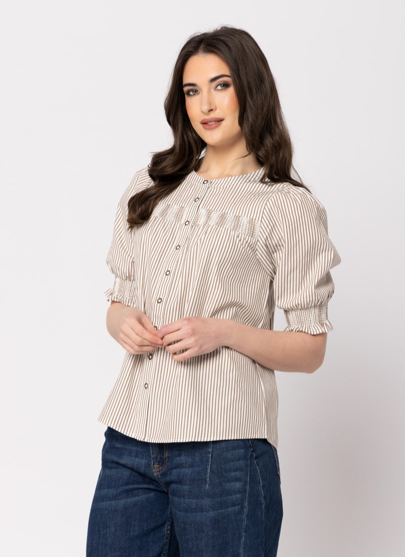 Bounteous Blouse - Cedar Stripe