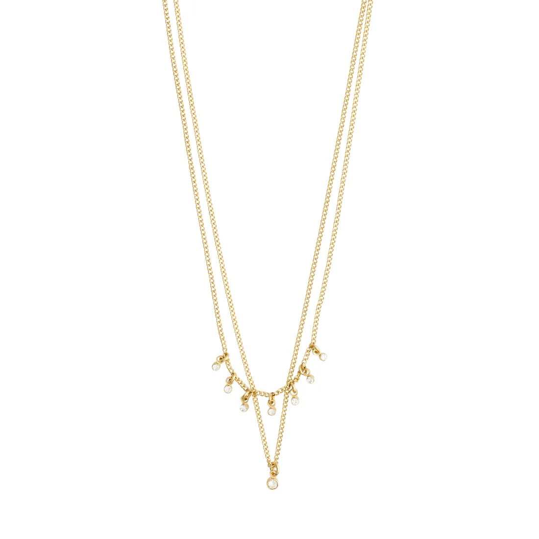 Pilgrim Sia Recycled Crystal Chain 2 in 1- Gold Plated