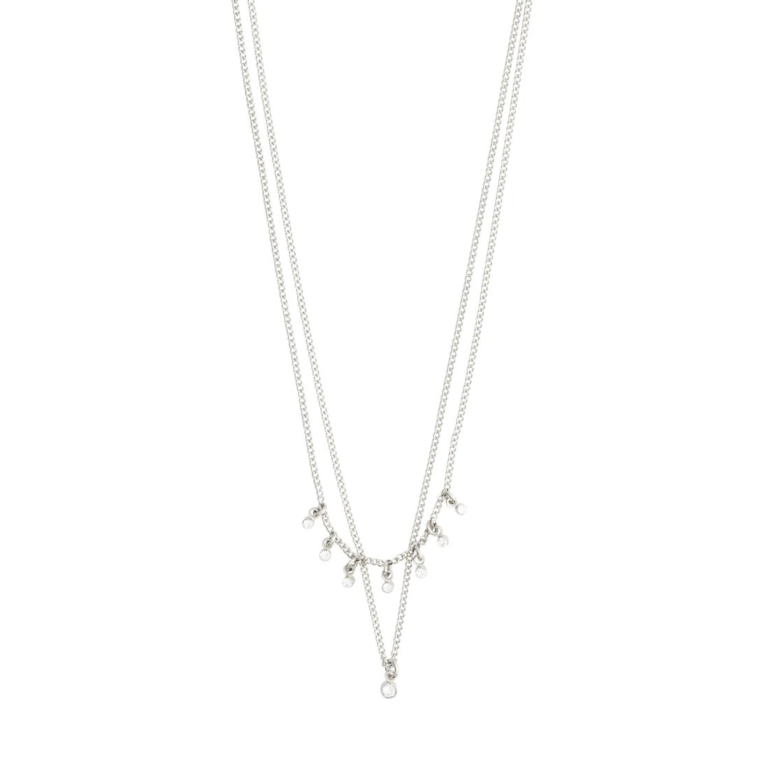 Pilgrim Sia Recycled Crystal Chain 2 in 1 - Silver Plated
