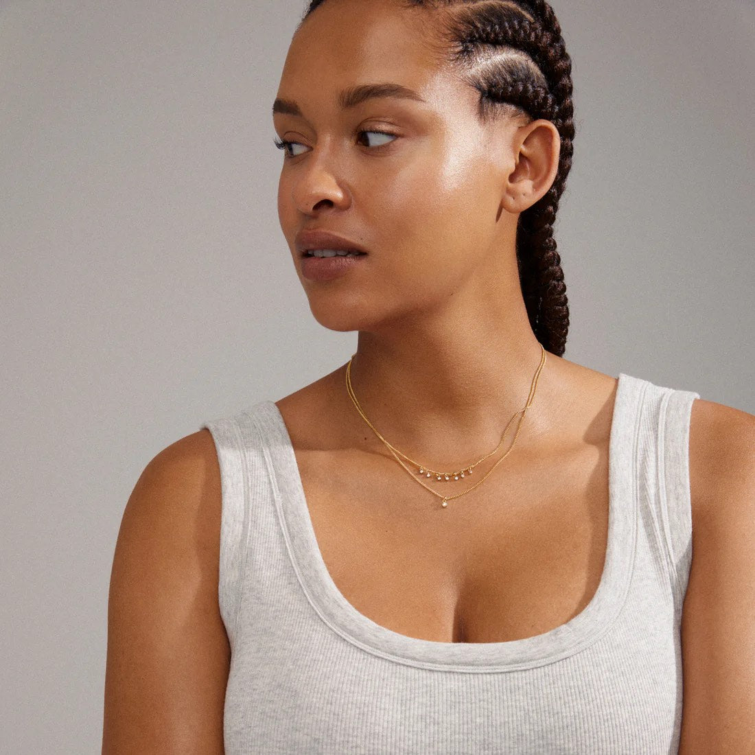 Pilgrim Sia Recycled Crystal Chain 2 in 1- Gold Plated
