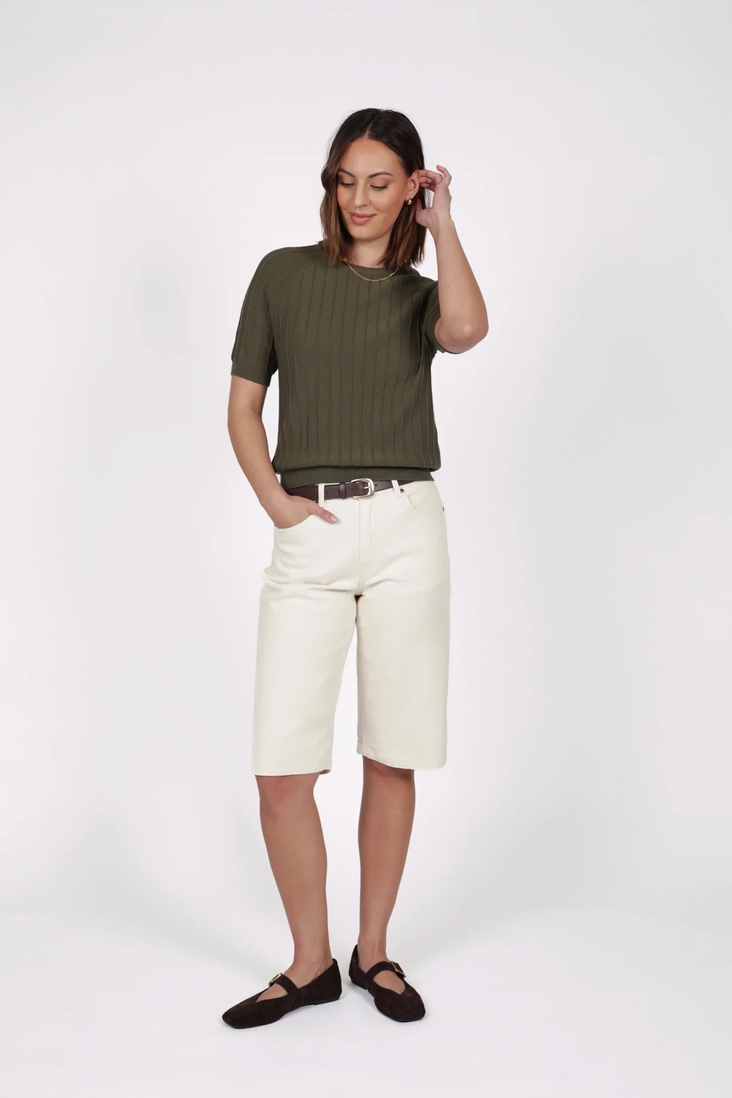 Soleil Knit Tee - Olive