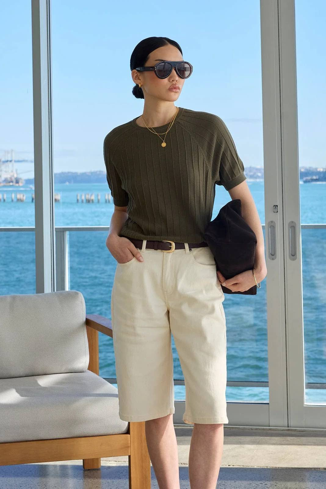 Soleil Knit Tee - Olive