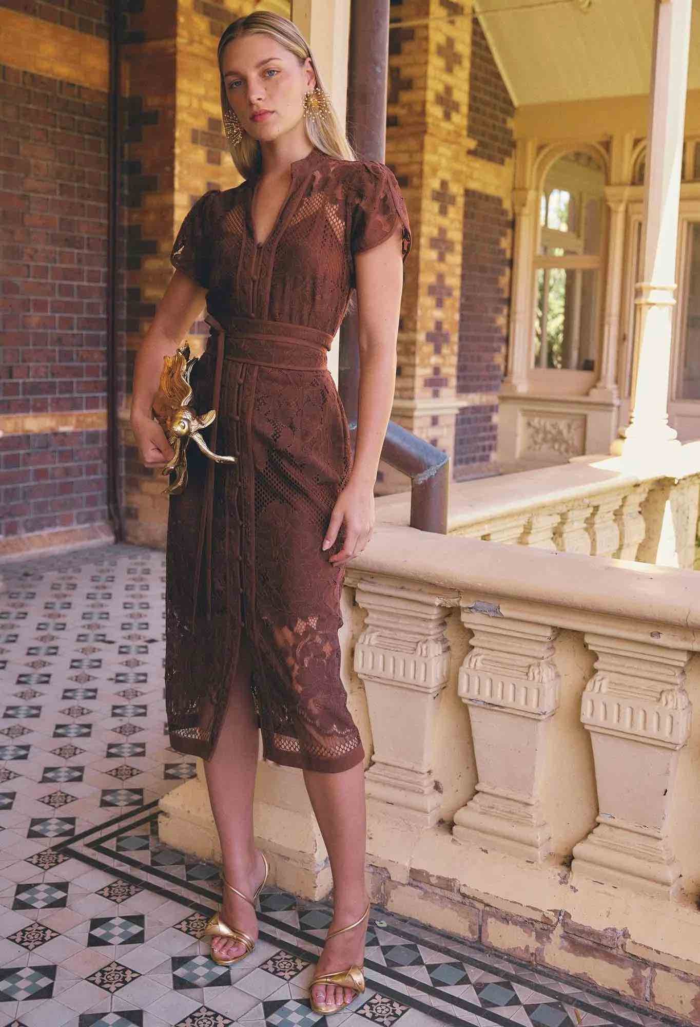 Solene Cotton Blend Lace Dress