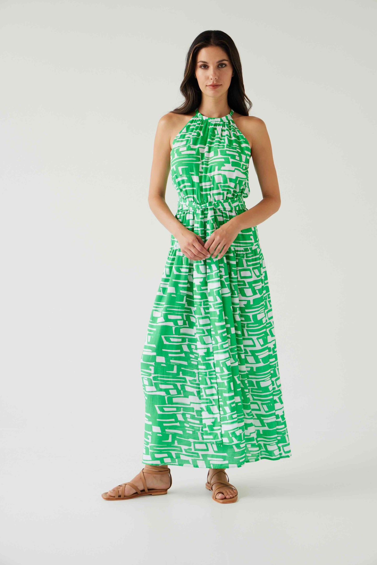 Jolene Dress - Green Geo
