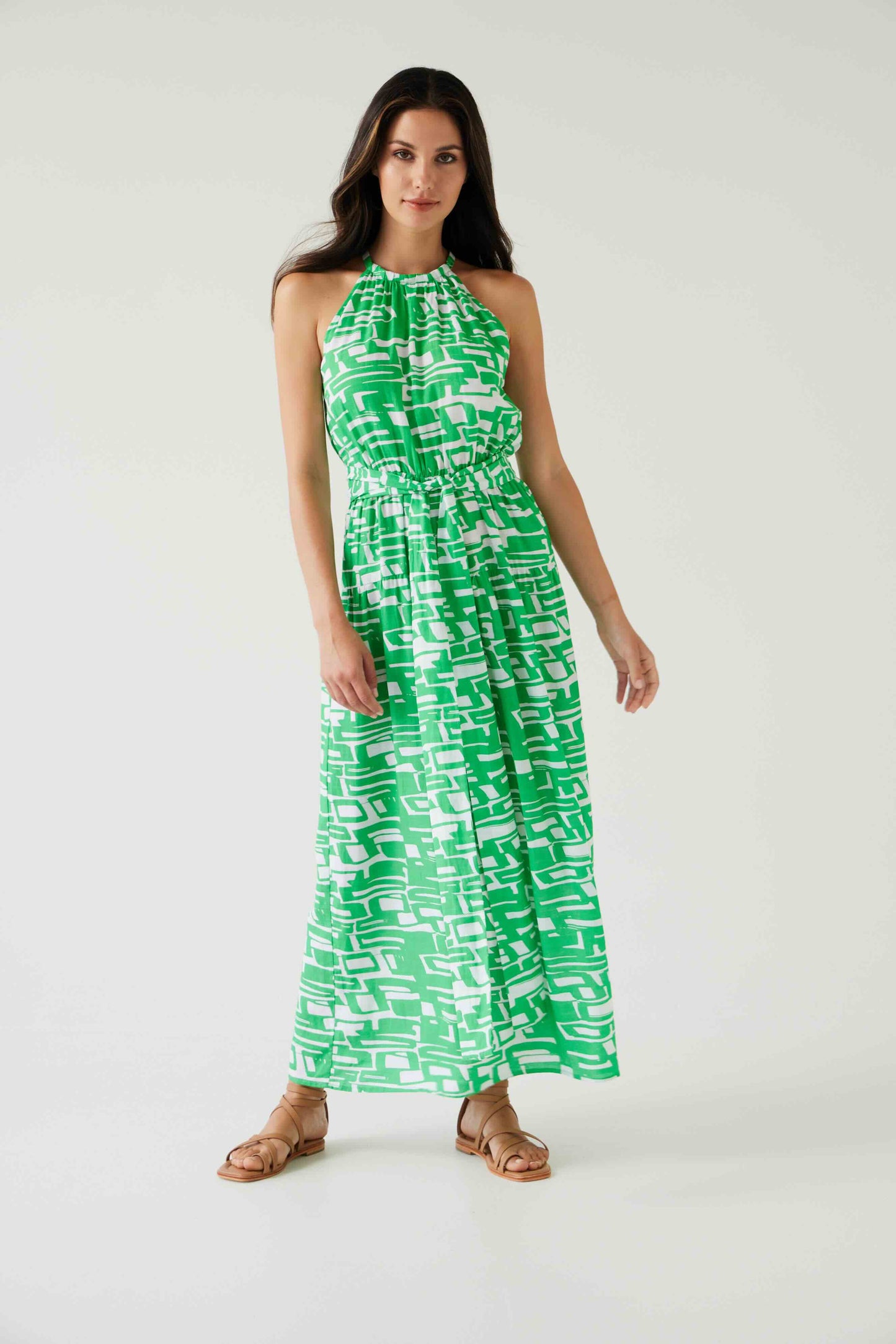 Jolene Dress - Green Geo