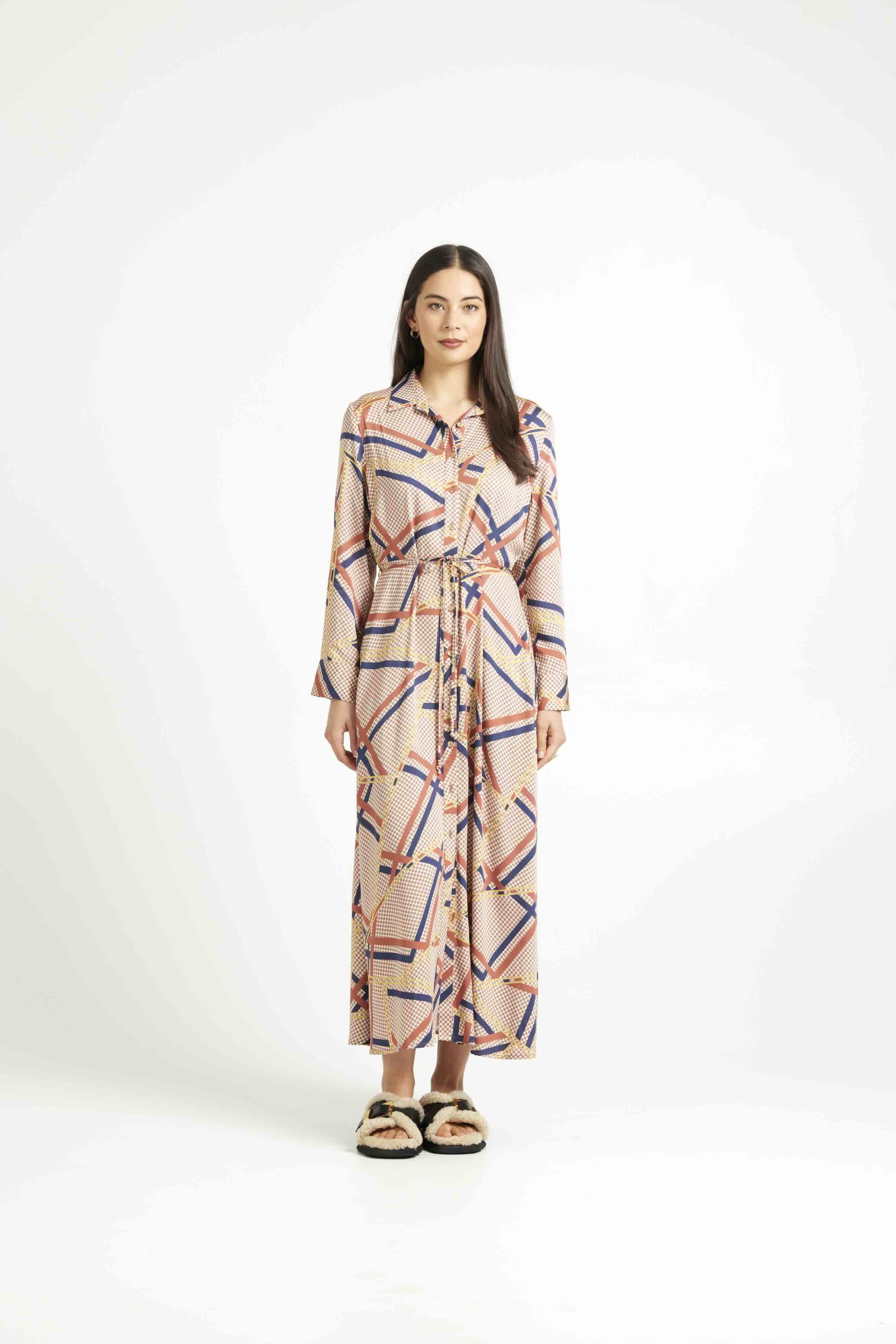 Nicola Dress - Herringbone Print