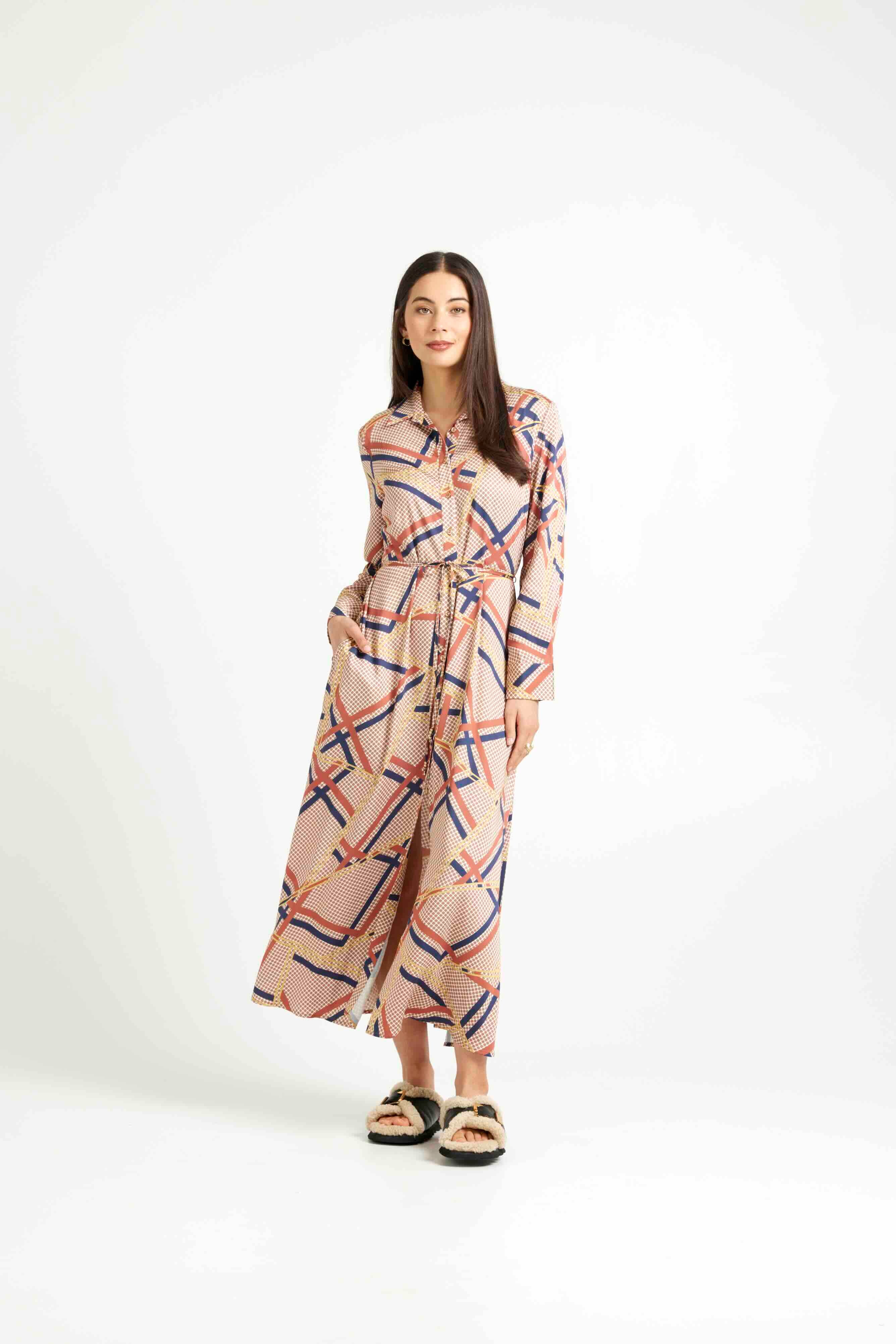 Nicola Dress - Herringbone Print