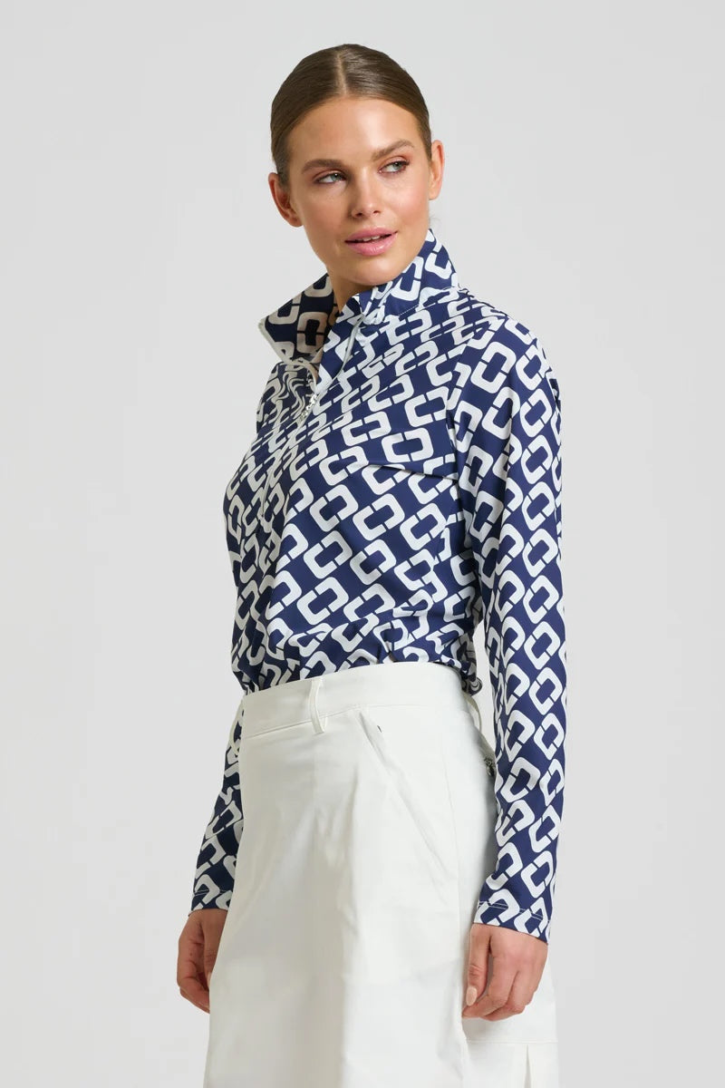 The Grange Long Sleeve Shirt - French Navy Chain