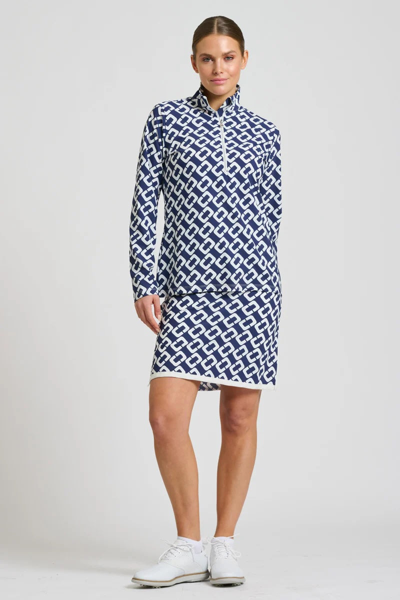 The Grange Long Sleeve Shirt - French Navy Chain
