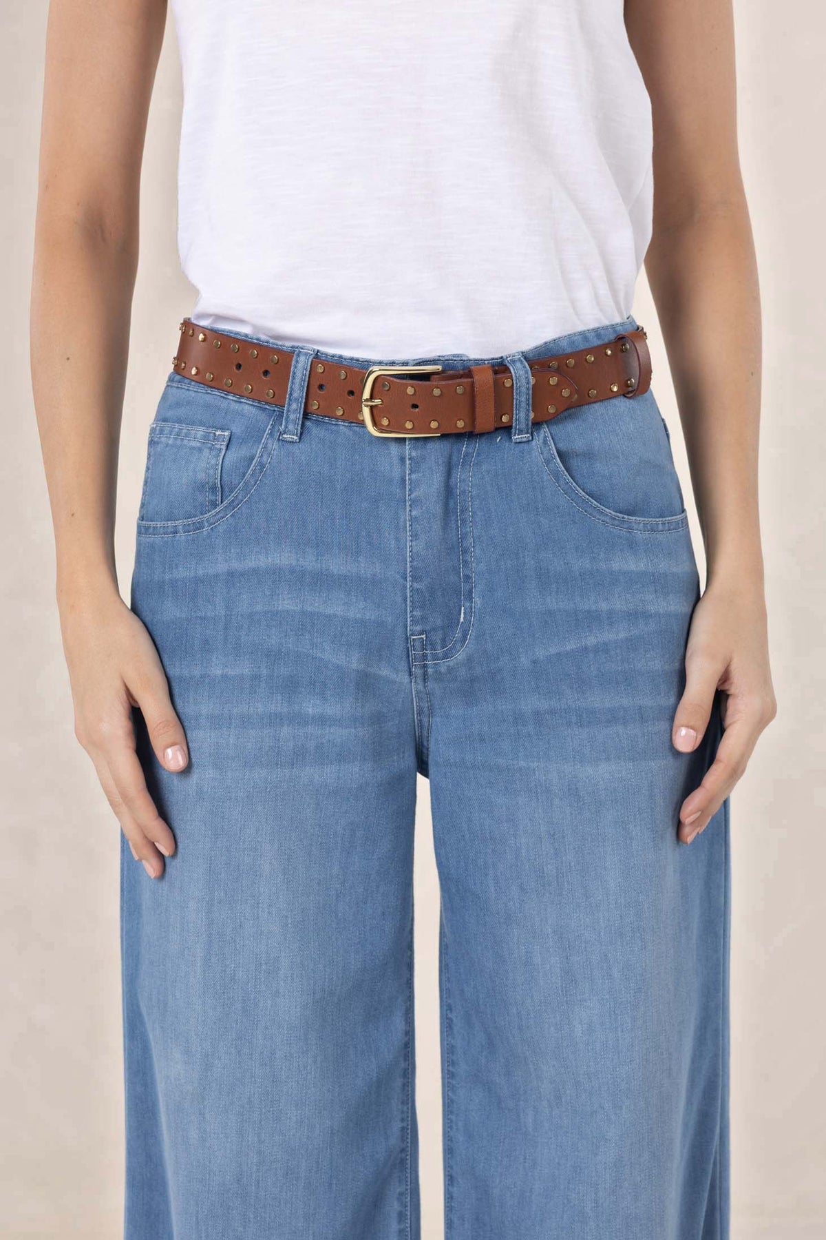 Studded Belt - Cognac