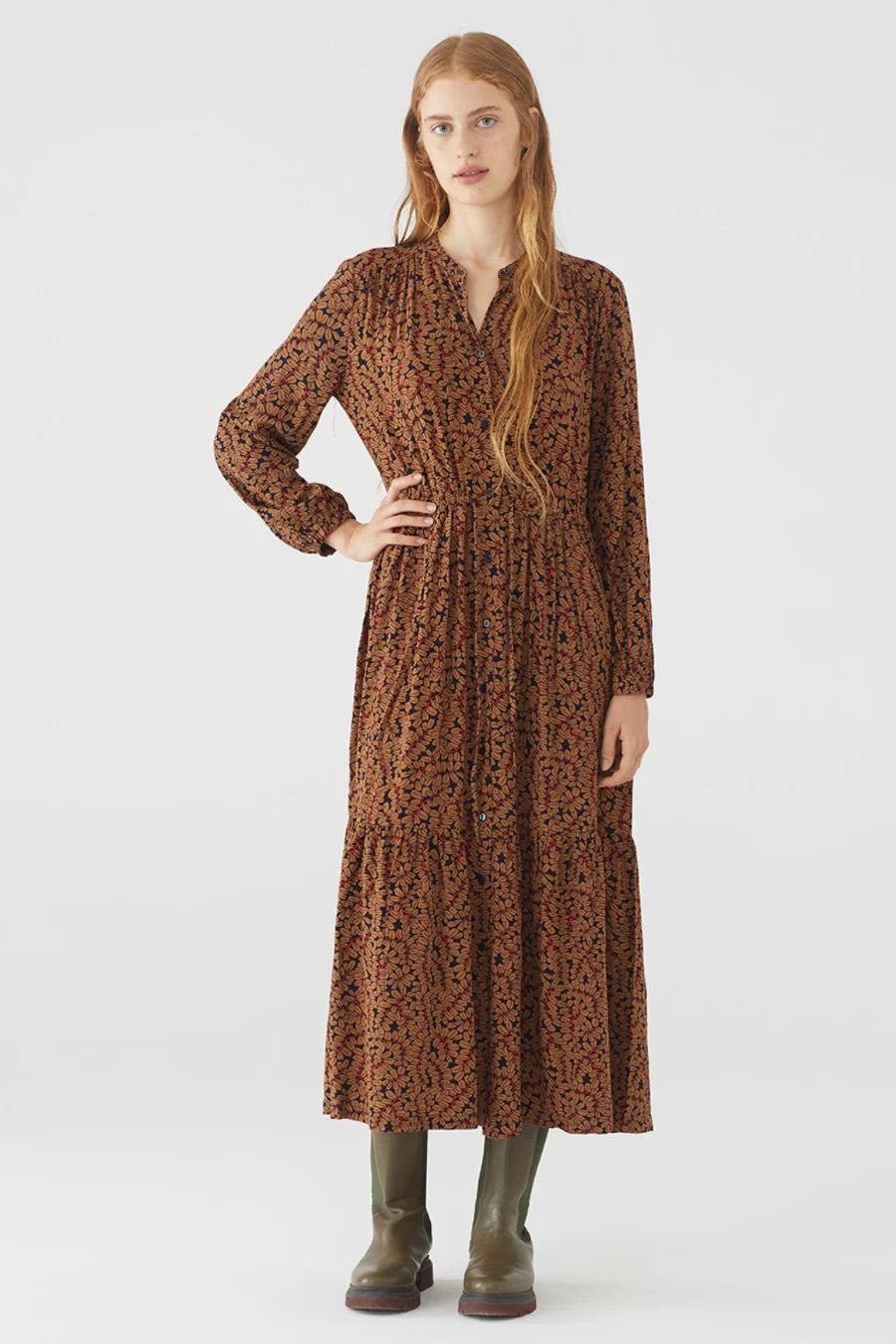Nice Things Button Fern Midi Dress