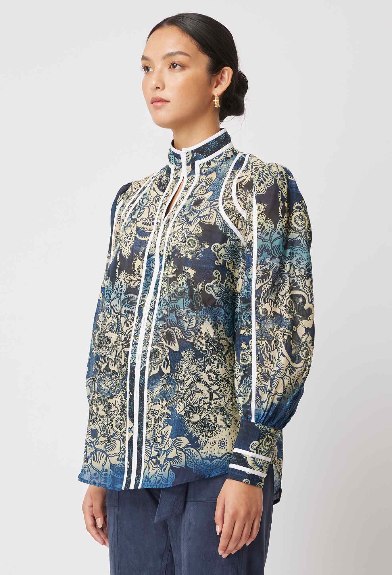 Pantea Silk Cotton Shirt in Esfahan Print