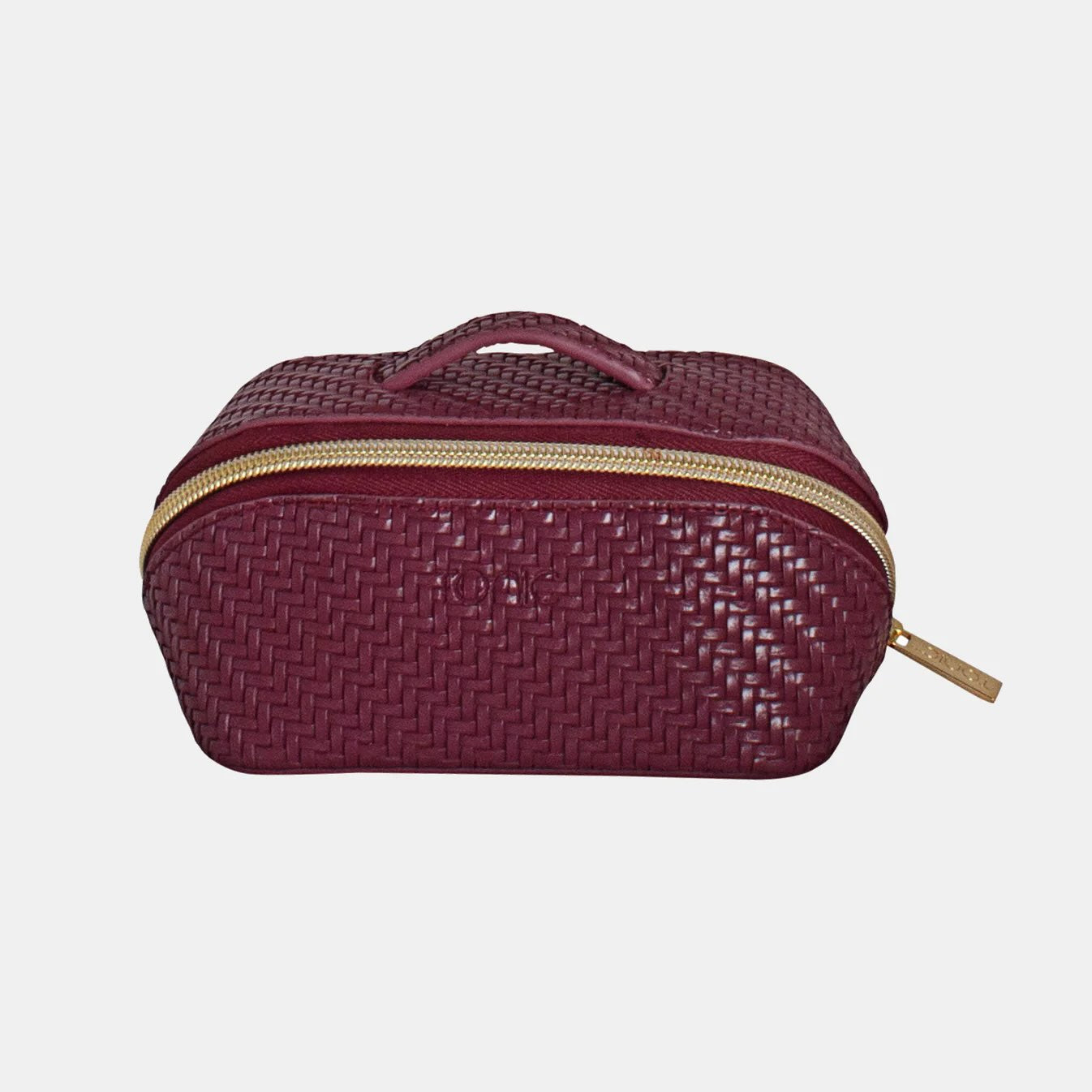 Herringbone Beauty Bag - Small Plum