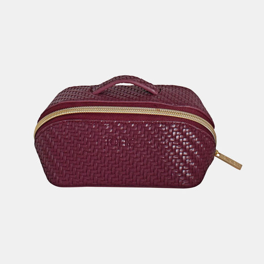 Herringbone Beauty Bag - Small Plum