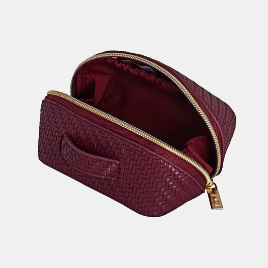 Herringbone Beauty Bag - Small Plum