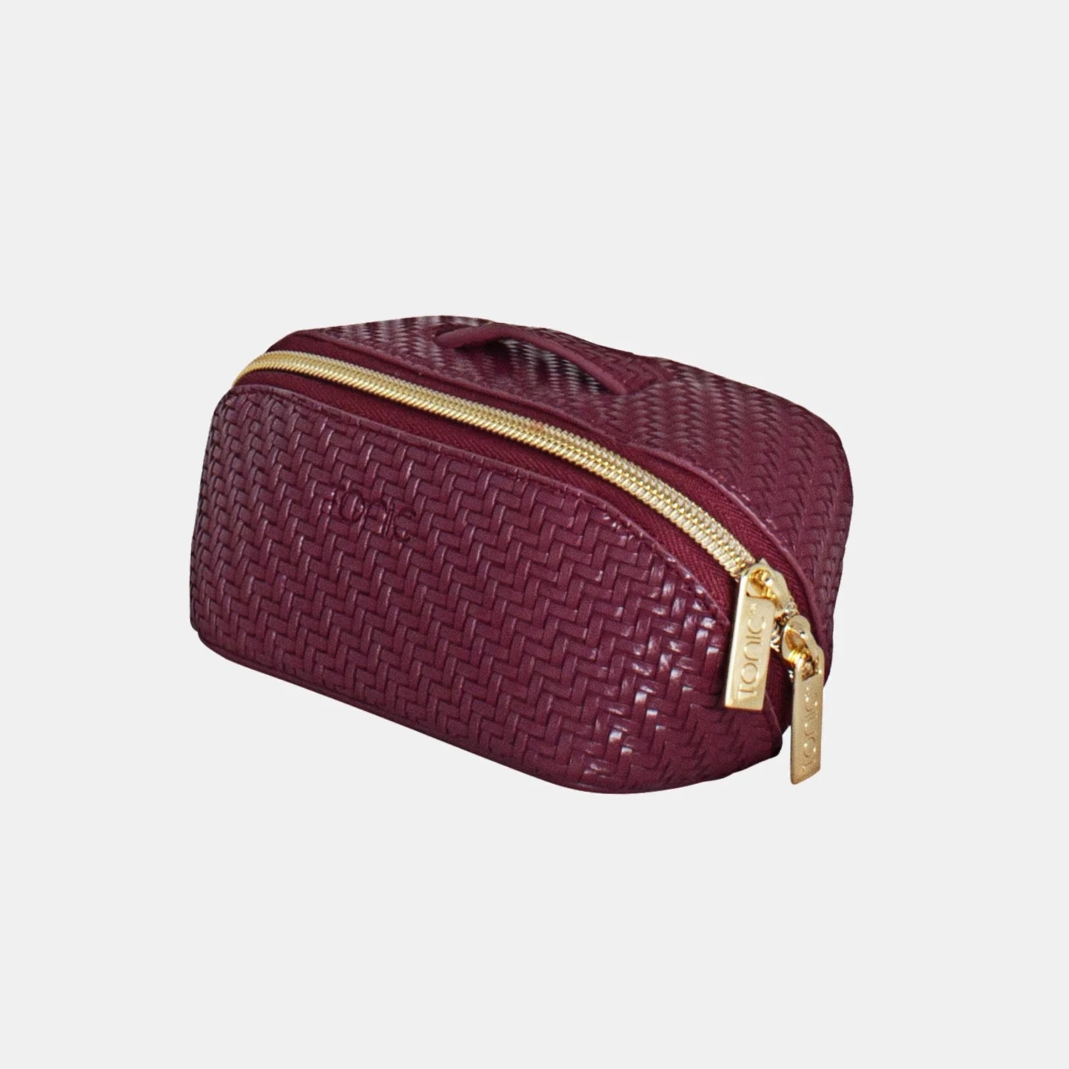 Herringbone Beauty Bag - Small Plum